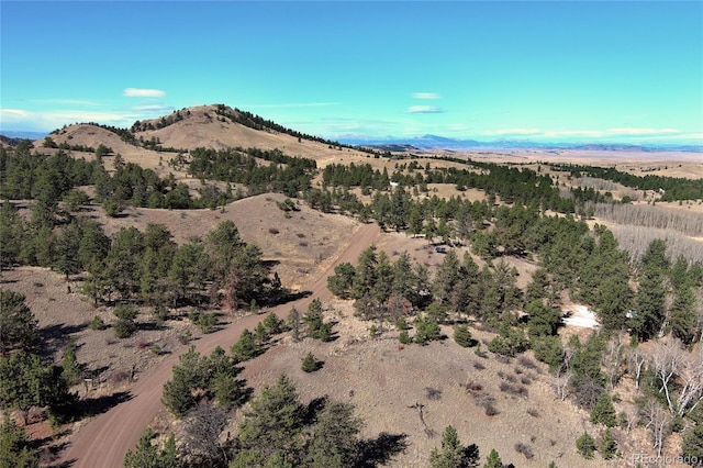 bird's eye view with a mountain view