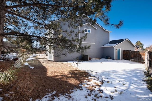 view of snow covered property