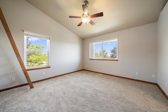 5861 E Valley Hi Dr, Parker, CO 80138 - carpeted empty room with vaulted ceiling and ceiling fan