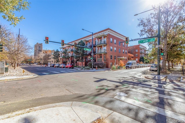 1376 N Pearl St Unit B1, Denver, CO 80203 - view of street with curbs, sidewalks, traffic lights, and street lights