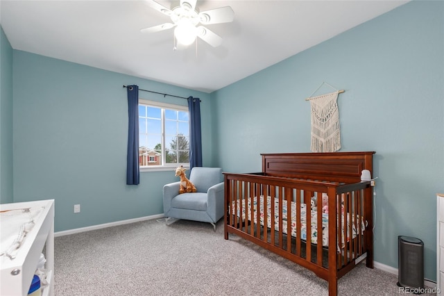 1540 Meachum Way, Erie, CO 80516 - bedroom featuring carpet floors, baseboards, a nursery area, and a ceiling fan