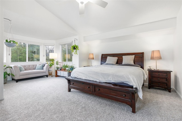 1540 Meachum Way, Erie, CO 80516 - bedroom with carpet flooring, vaulted ceiling, and ceiling fan