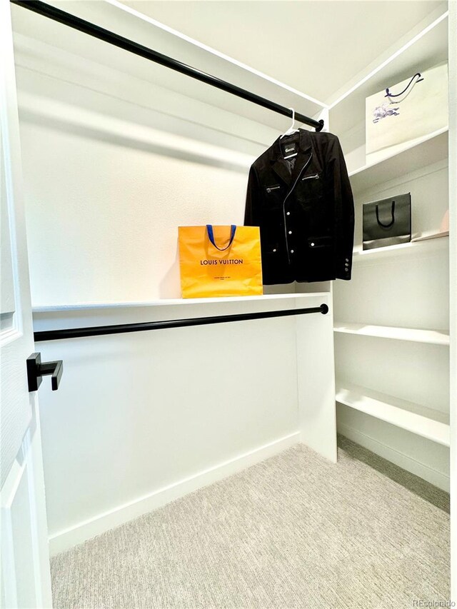 walk in closet featuring carpet