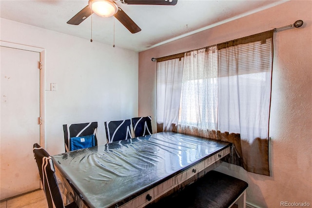 dining space featuring a ceiling fan