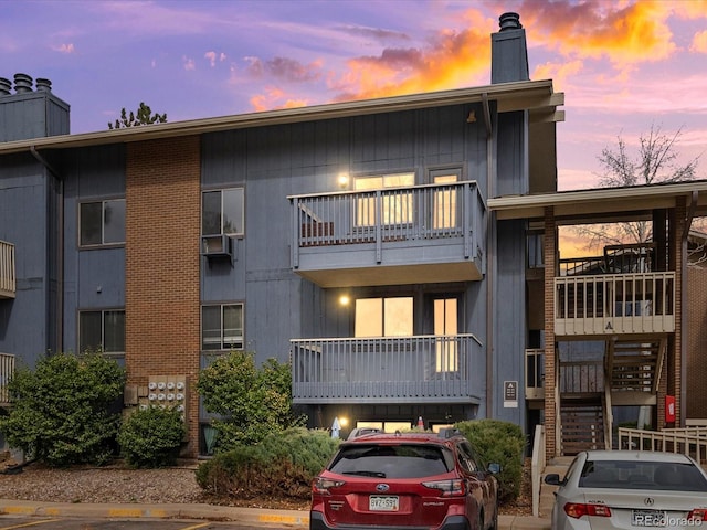 view of property at dusk