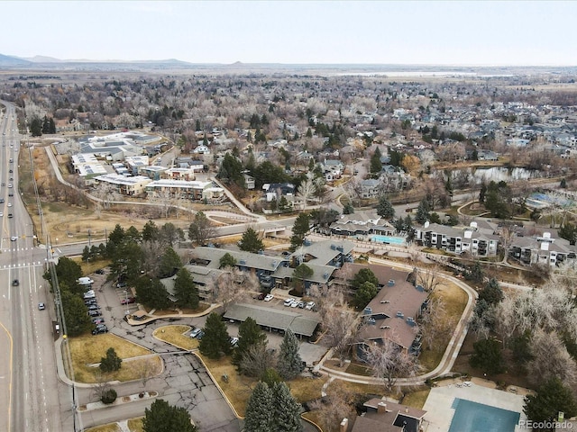 birds eye view of property with a residential view