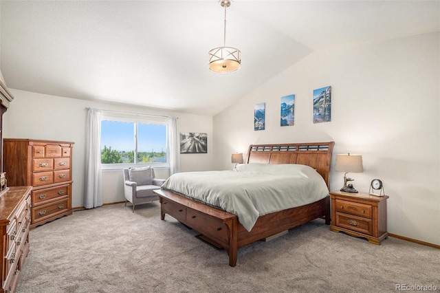 1325 Kingsfield St, Castle Rock, CO 80104 - bedroom with vaulted ceiling, light colored carpet, and baseboards