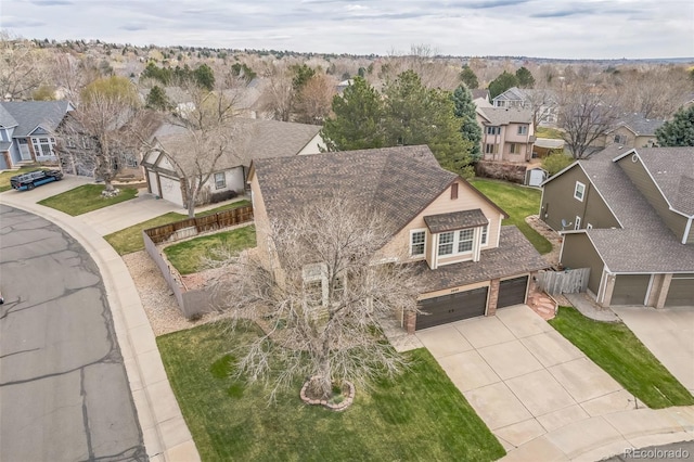 bird's eye view with a residential view