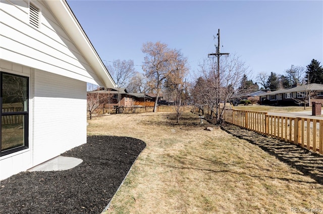 view of yard featuring a fenced backyard