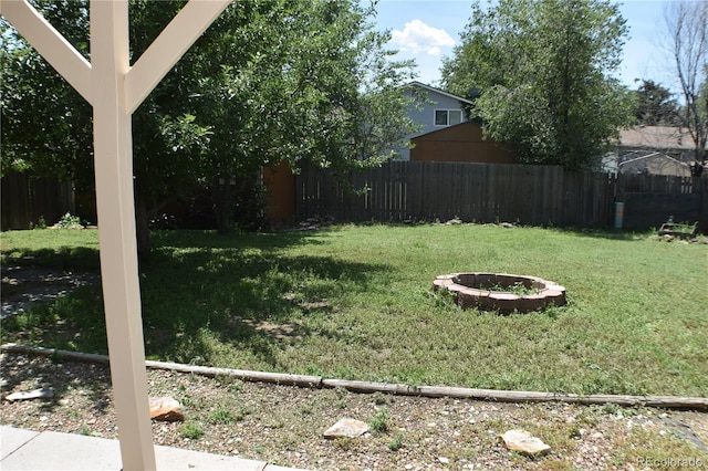 4585 Gatewood Dr, Colorado Springs, CO 80916 - fenced backyard featuring a fire pit