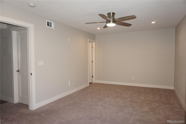 12033 E Harvard Ave Unit 208, Aurora, CO 80014 - empty room featuring a smoke detector, carpet flooring, a ceiling fan, and recessed lighting