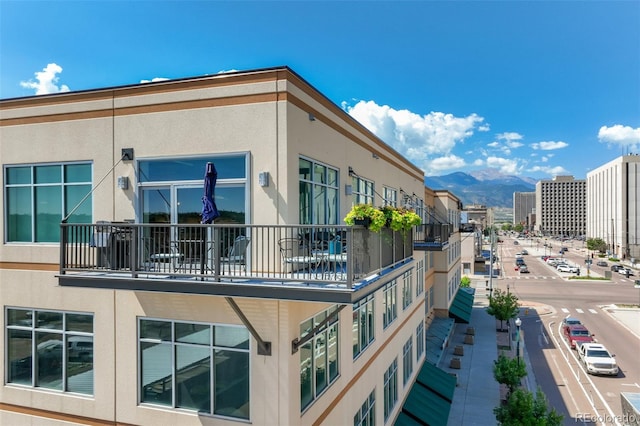 exterior space with a mountain view