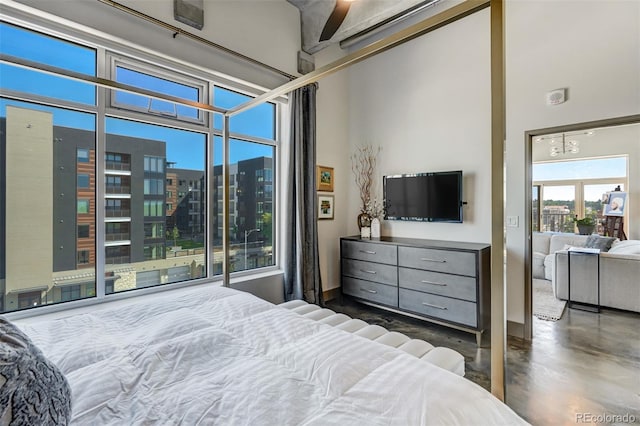 bedroom with a towering ceiling