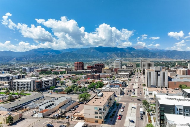 aerial view with a mountain view