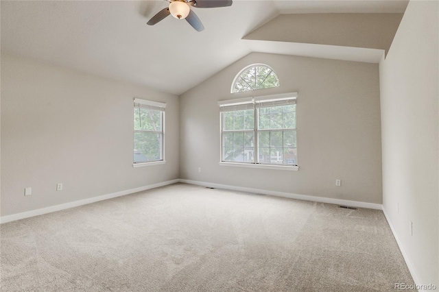 6735 W 97th Cir, Westminster, CO 80021 - carpeted spare room with lofted ceiling, a ceiling fan, and baseboards