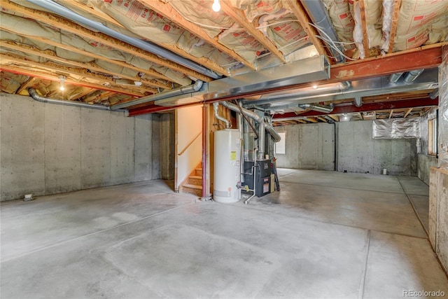 6735 W 97th Cir, Westminster, CO 80021 - unfinished basement featuring gas water heater and stairway
