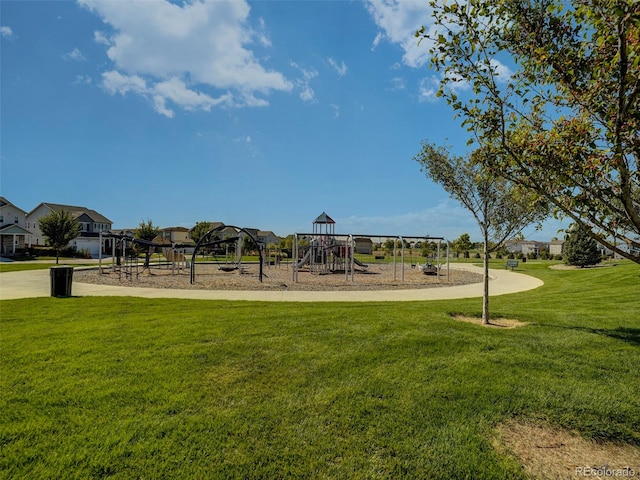 view of play area with a lawn