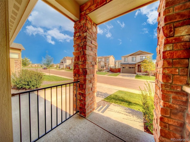 view of patio with a garage