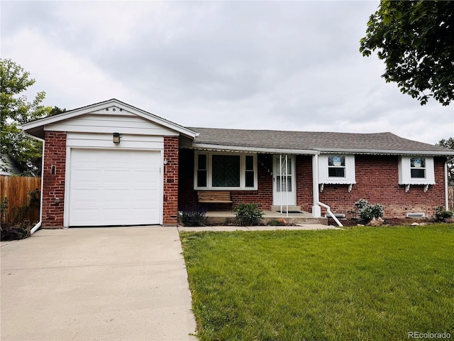 10633 E 6th Pl, Aurora, CO 80010 - ranch-style house with brick siding, a garage, driveway, and roof with shingles