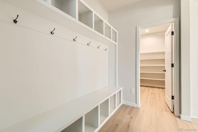 mudroom with light wood-type flooring