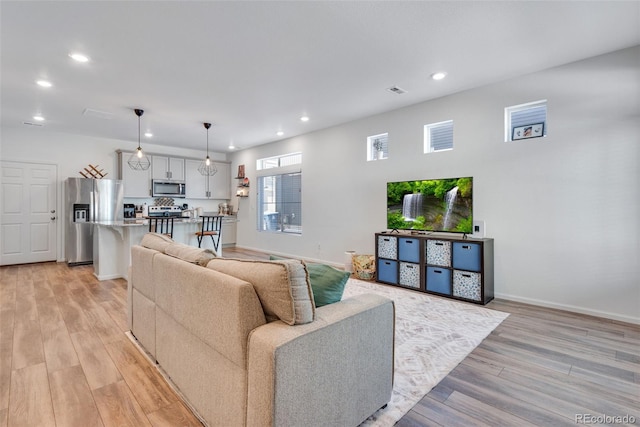 living room featuring light hardwood / wood-style floors