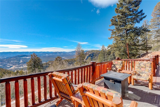 deck with a mountain view