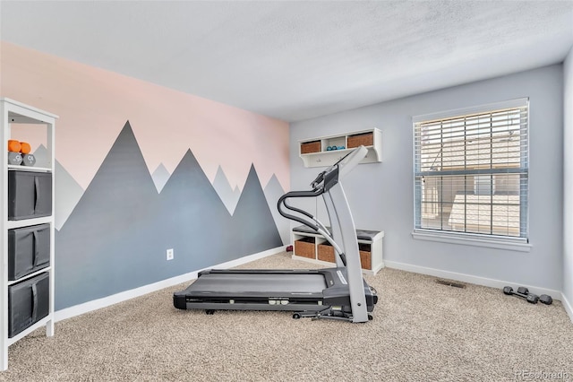 7707 S Curtice Way Unit D, Littleton, CO 80120 - exercise room with carpet, baseboards, and a textured ceiling