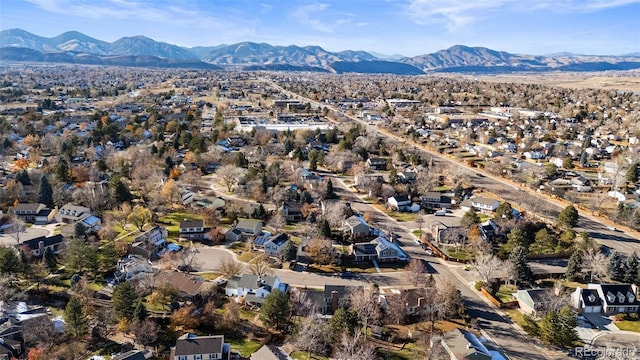 aerial view with a mountain view