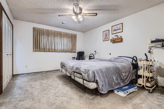 6314 S Johnson St, Littleton, CO 80123 - bedroom with carpet, a textured ceiling, and ceiling fan