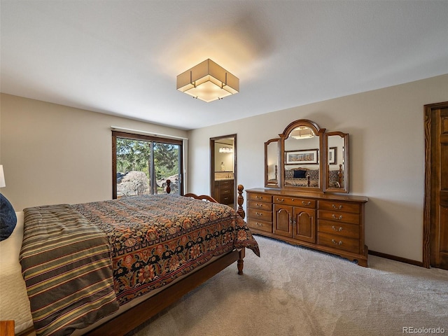 28550 Cavan Ln, Evergreen, CO 80439 - bedroom featuring light carpet and access to outside