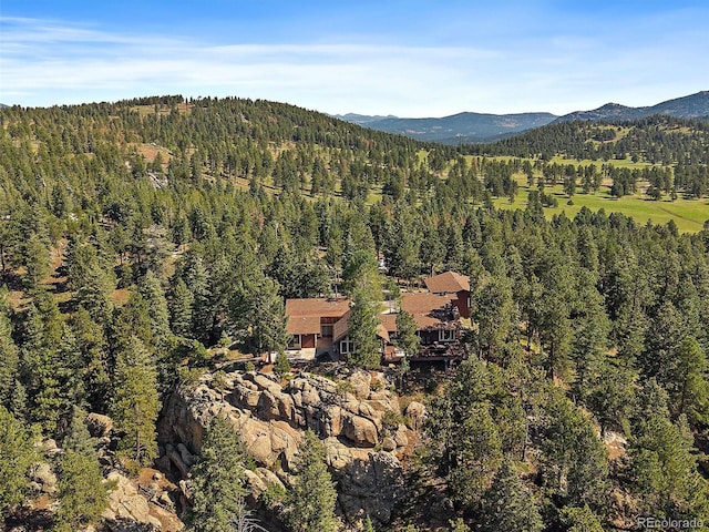 28550 Cavan Ln, Evergreen, CO 80439 - view of mountain backdrop featuring a heavily wooded area