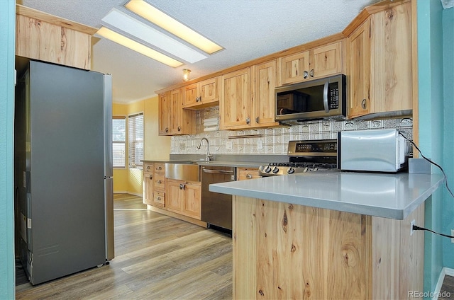 kitchen featuring appliances with stainless steel finishes and light brown cabinets