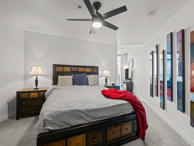891 14th St Unit 3411, Denver, CO 80202 - bedroom featuring carpet flooring, baseboards, and a ceiling fan