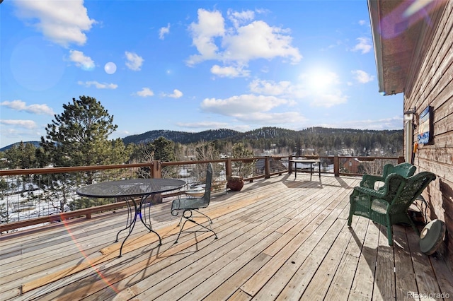 deck with a mountain view