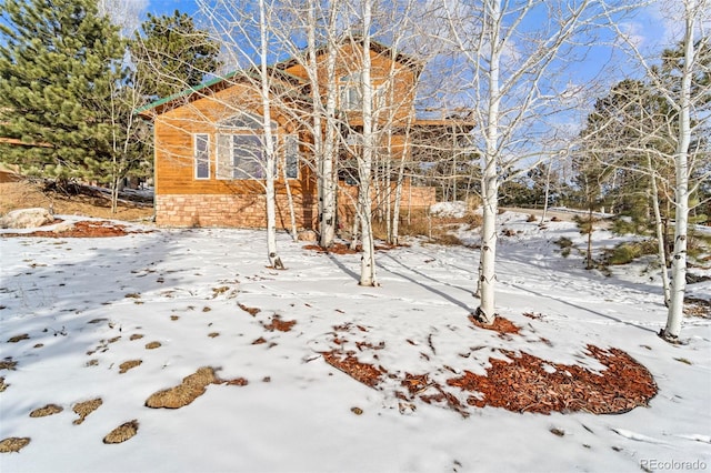 view of yard covered in snow