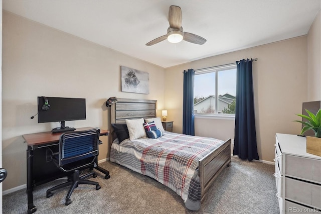 8114 Briar Ridge Dr, Castle Pines, CO 80108 - carpeted bedroom with baseboards, a desk, and ceiling fan