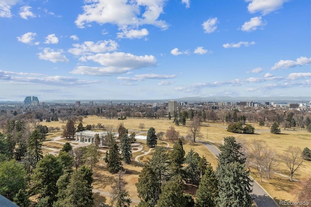 bird's eye view with a view of city