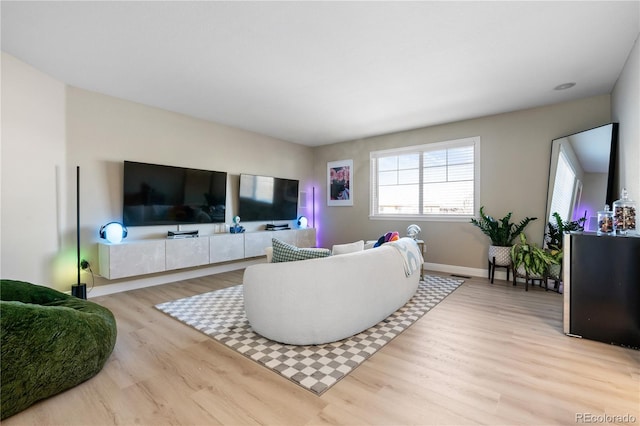 living room with light wood-type flooring