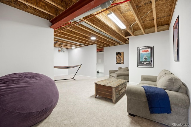 living room with carpet flooring