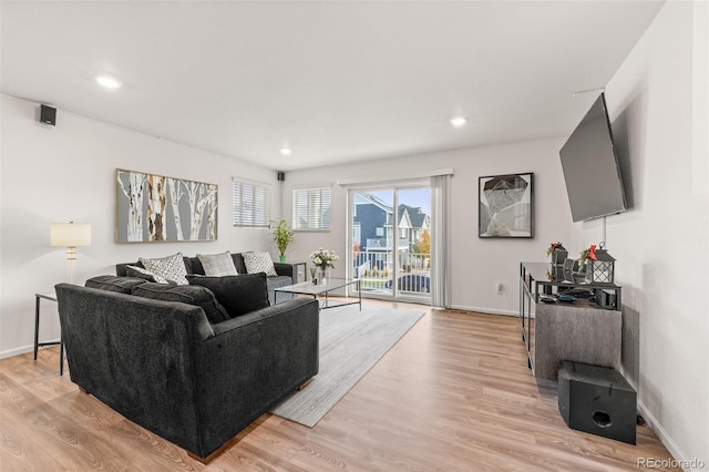 living room with light wood-type flooring