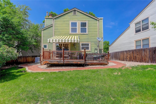 7840 S Windermere Cir, Littleton, CO 80120 - rear view of house featuring a wooden deck and a chimney