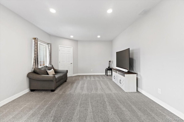 3344 Evening Pl, Castle Rock, CO 80109 - living area featuring recessed lighting, light carpet, and baseboards