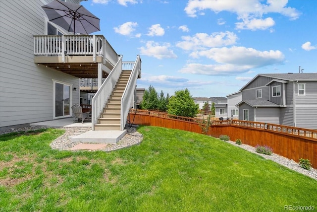 3344 Evening Pl, Castle Rock, CO 80109 - view of yard with a deck, a patio area, and stairway