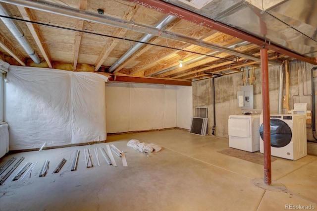 12812 Jasmine St Unit D, Thornton, CO 80602 - unfinished basement featuring independent washer and dryer and electric panel