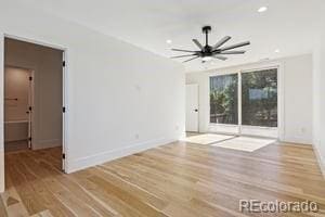 2620 N Perry St, Denver, CO 80212 - spare room with wood finished floors, ceiling fan, and recessed lighting