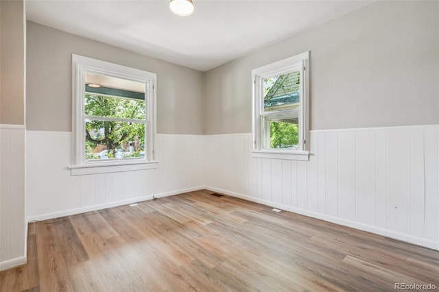 empty room featuring light wood-type flooring and a healthy amount of sunlight