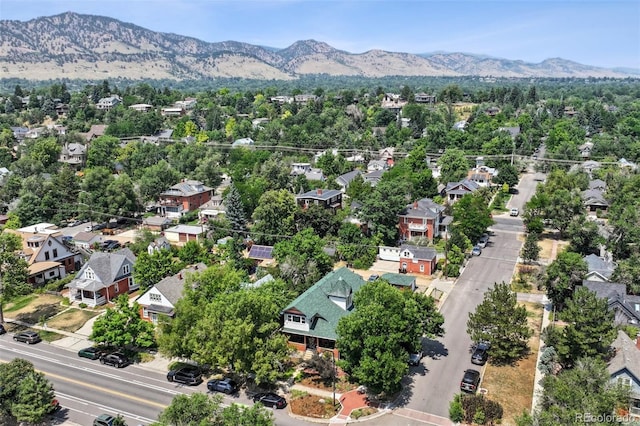 drone / aerial view with a residential view and a mountain view