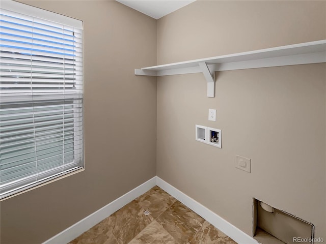 laundry area featuring hookup for an electric dryer and washer hookup