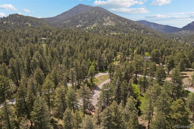 649 Cottonwood Dr, Evergreen, CO 80439 - view of mountain backdrop featuring a heavily wooded area