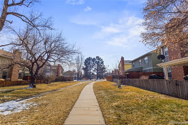 view of street featuring a residential view and sidewalks